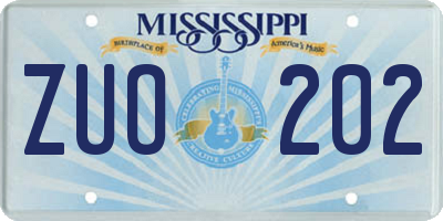 MS license plate ZUO202