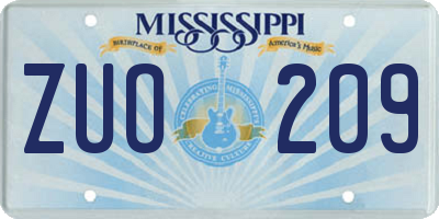 MS license plate ZUO209