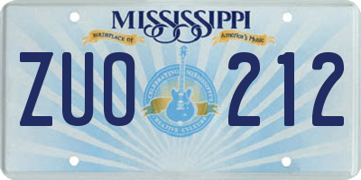 MS license plate ZUO212