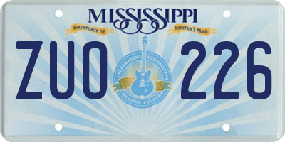MS license plate ZUO226