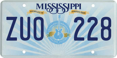 MS license plate ZUO228
