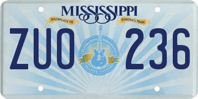 MS license plate ZUO236