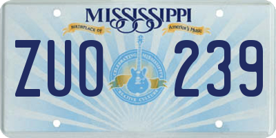MS license plate ZUO239