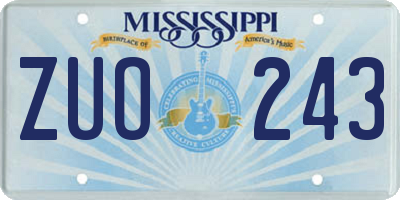 MS license plate ZUO243