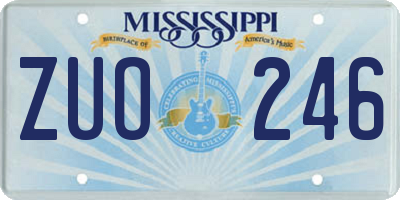 MS license plate ZUO246