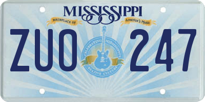 MS license plate ZUO247