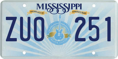 MS license plate ZUO251