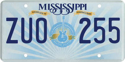 MS license plate ZUO255