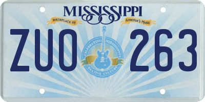 MS license plate ZUO263