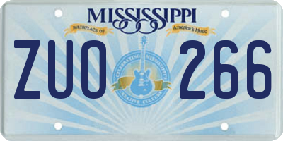 MS license plate ZUO266