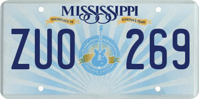 MS license plate ZUO269