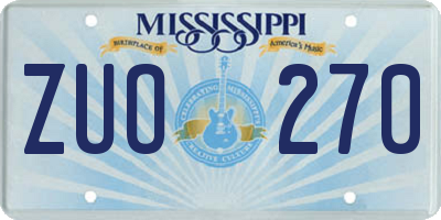 MS license plate ZUO270