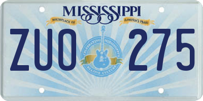 MS license plate ZUO275