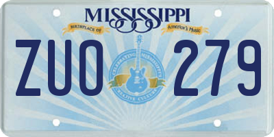 MS license plate ZUO279