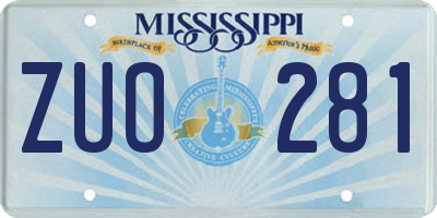MS license plate ZUO281