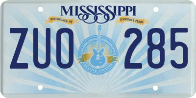 MS license plate ZUO285
