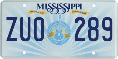 MS license plate ZUO289
