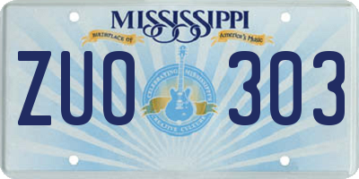 MS license plate ZUO303