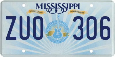 MS license plate ZUO306