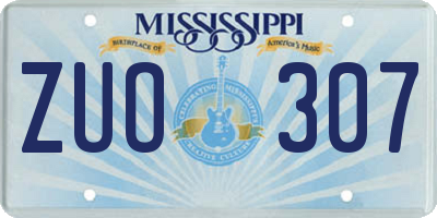 MS license plate ZUO307