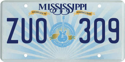 MS license plate ZUO309