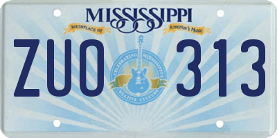 MS license plate ZUO313