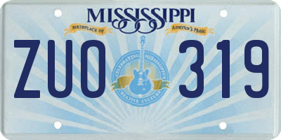 MS license plate ZUO319