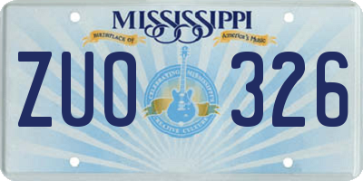 MS license plate ZUO326