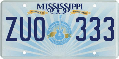 MS license plate ZUO333