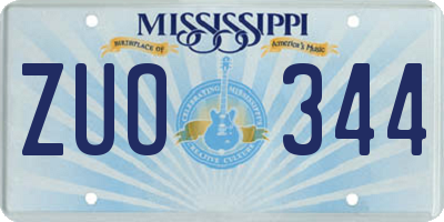 MS license plate ZUO344