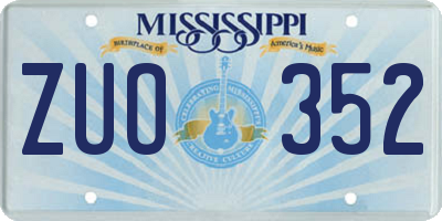 MS license plate ZUO352