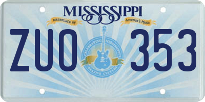 MS license plate ZUO353