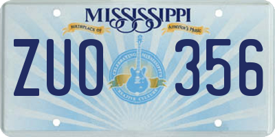 MS license plate ZUO356