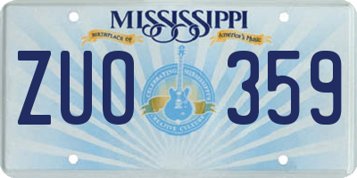 MS license plate ZUO359