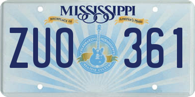 MS license plate ZUO361