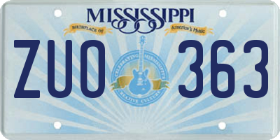 MS license plate ZUO363