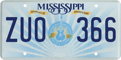 MS license plate ZUO366