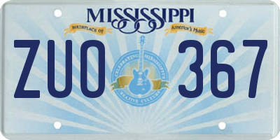 MS license plate ZUO367