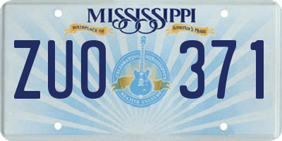 MS license plate ZUO371