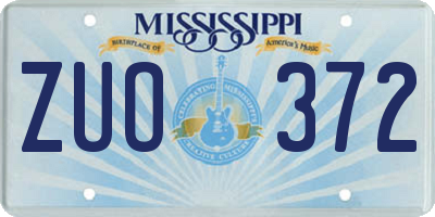 MS license plate ZUO372