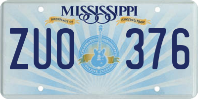 MS license plate ZUO376