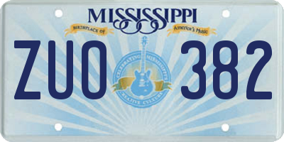 MS license plate ZUO382