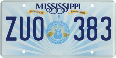 MS license plate ZUO383