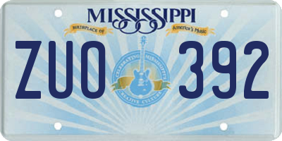 MS license plate ZUO392