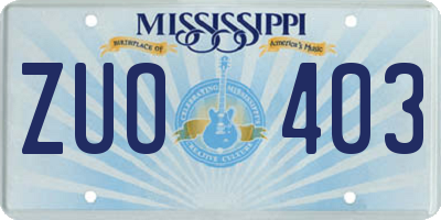MS license plate ZUO403