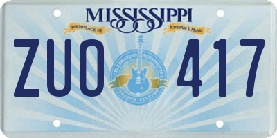MS license plate ZUO417