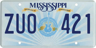 MS license plate ZUO421