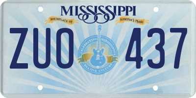 MS license plate ZUO437