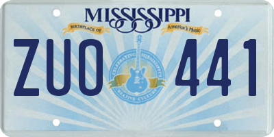 MS license plate ZUO441