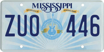 MS license plate ZUO446